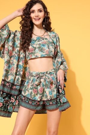 Printed Work Three Piece Co-Ord Set