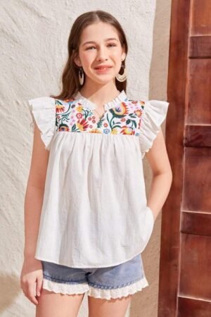Fashionable Trendiest White Self Design Collar Pattern Top