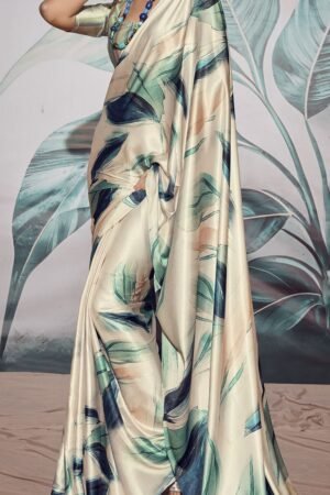 Abstract Leaf Print Saree