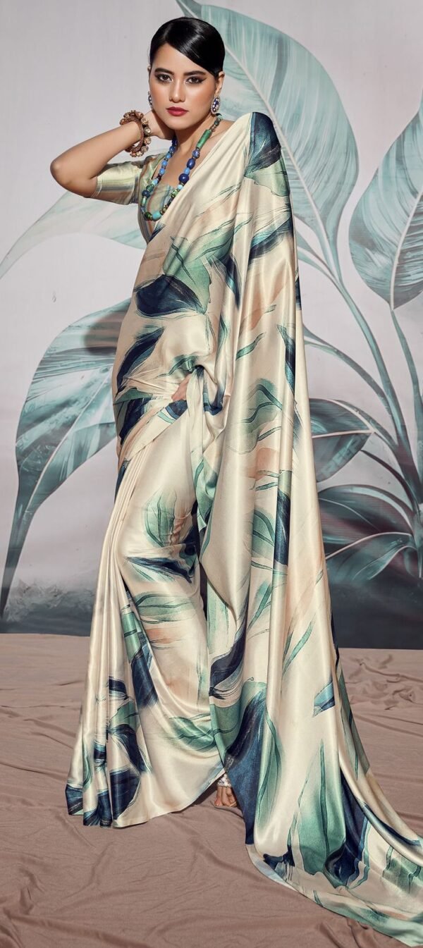 Abstract Leaf Print Saree