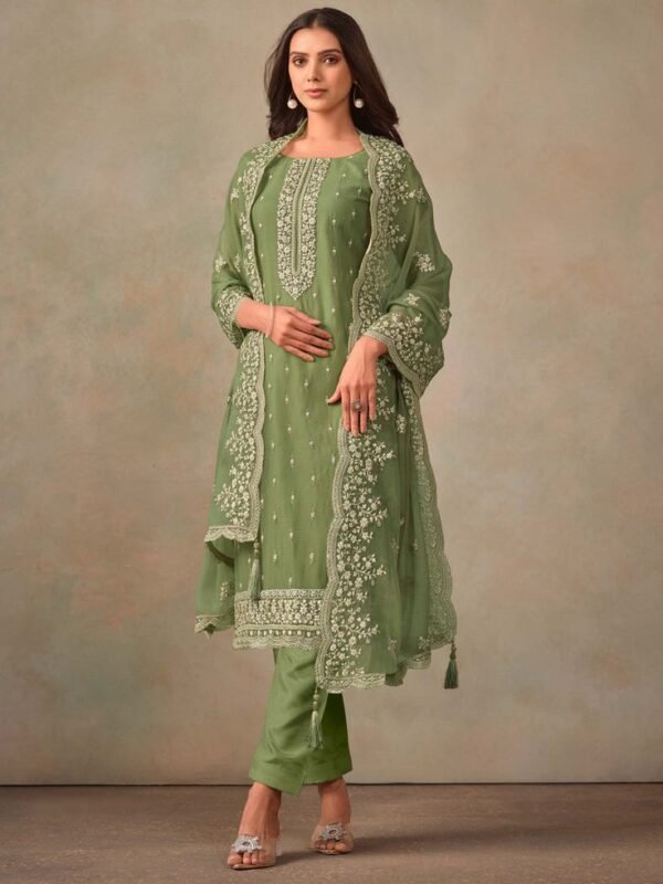 Pastel Green Elegance Embroidered Salwar Suit Set