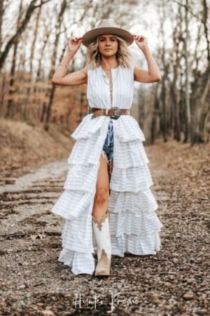Prairie Ruffle Western Duster with Shorts Co-ord