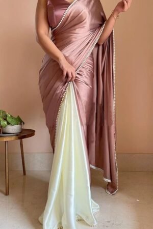 Two-Tone Pearl Embellished Saree