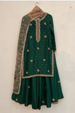 Traditional Green Anarkali with Dupatta