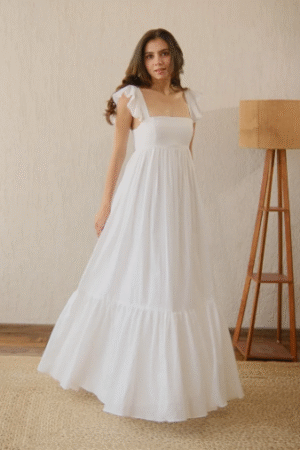 White Tiered Maxi Dress