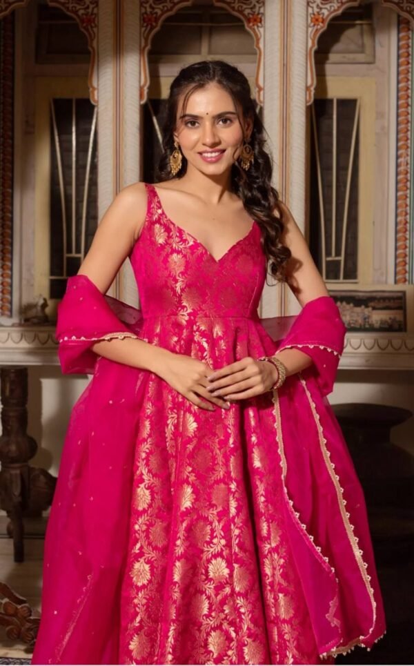 Jacquard Anarkali Gown Heavy Weave Anarakali Suit - Image 2