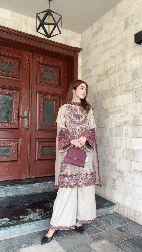Designer Wear Palazzo Suit in Three Piece with Sequin Embroidery Work