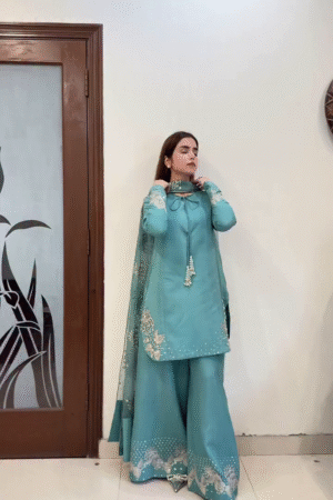 New Designer Collection in Natural Crepe Silk Ready to Wear Stitched Suit – Elegant Ethnic Luxury