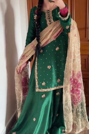 New Designer Party Wear Top and Sharara Set with Dupatta – Elegant Ethnic Ensemble for Women