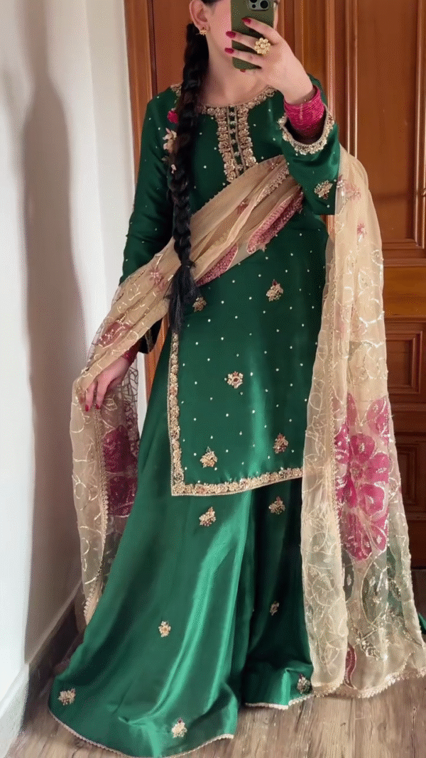 New Designer Party Wear Top and Sharara Set with Dupatta – Elegant Ethnic Ensemble for Women