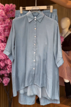 Women Blue Solid Casual Shirt