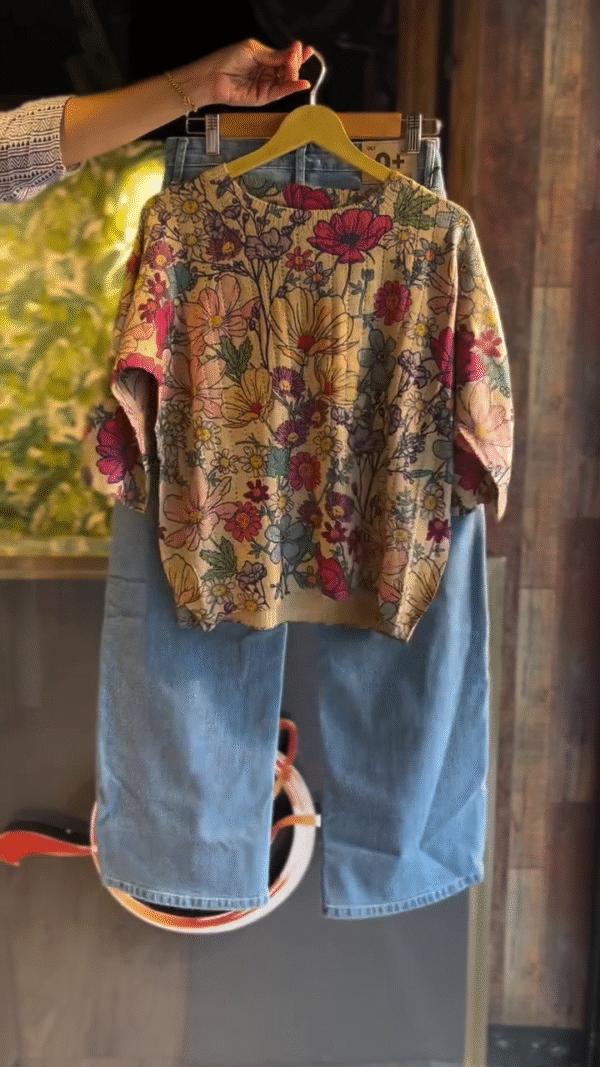 Cotton Floral Print T-Shirts for Girls