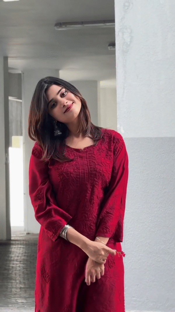 Women's Red Rayon Kurti - Image 2