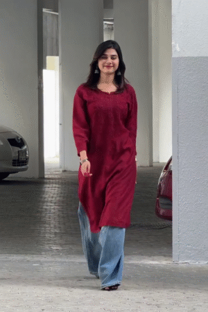 Women's Red Rayon Kurti