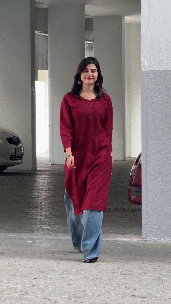 Women's Red Rayon Kurti