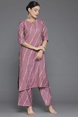 Elegant Mauve Striped Cotton Kurta Set for Women