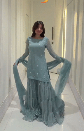 Pastel Blue Sharara Set