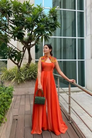 Statement Sunset Orange Power Suit Gown