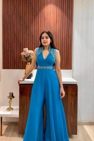 Electric Blue Halter Neck Jumpsuit