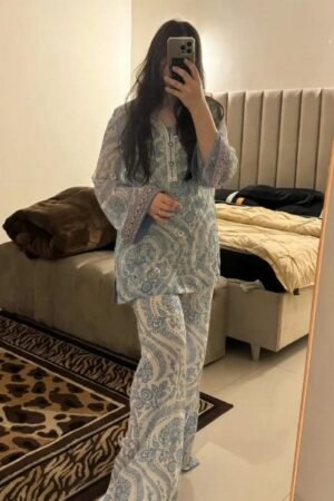 Powder Blue Printed Co-Ord Set