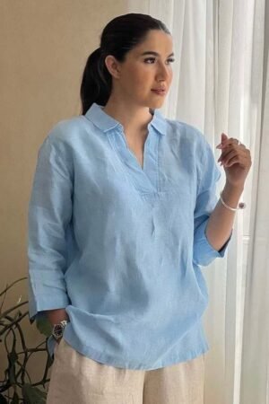 Sky Blue Linen Casual Shirt