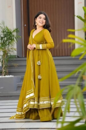 Designer Mustard Floor-Length Anarkali Outfit