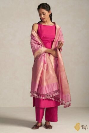 Fuchsia Pink Silk Kurta Set with Soft Banarasi Dupatta
