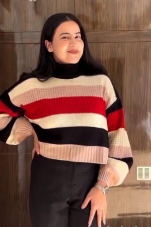 Multicolor Striped High-Neck Sweater