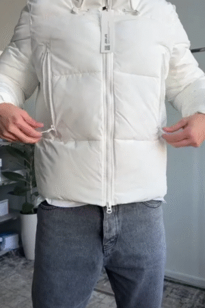 White Puffer Jacket Try-On