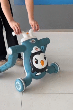 Penguin Design Baby Walker Ride-On with Handle & Wheels