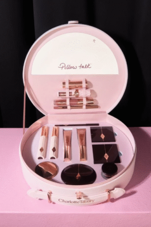 Luxury Pink Round Makeup Vanity Kit – Elegant All-in-One Beauty Set