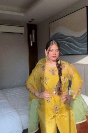 Sunshine Yellow Embroidered Kurta Palazzo Set