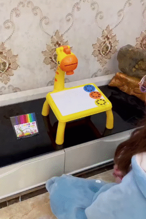 Kids Giraffe Study & Drawing Table with Whiteboard Top