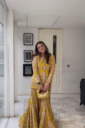 Mustard Yellow Floral Kurta Sharara Set for Women