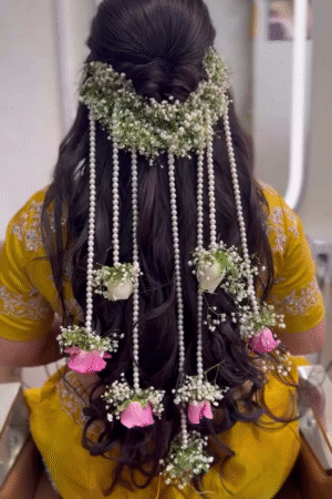 Pearl & Fresh Flower Haldi Hairstyle Hair Accessory