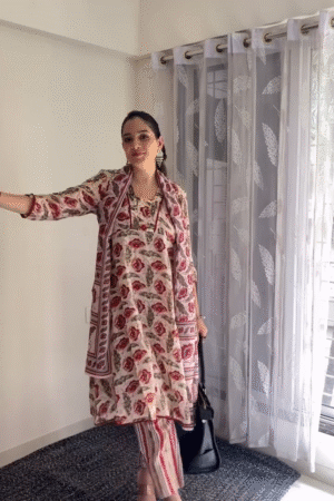 Elegant Floral Printed Kurta Set with Dupatta for Women