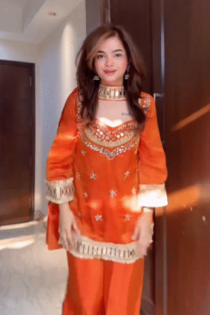 Women’s Orange Embroidered Kurta Set