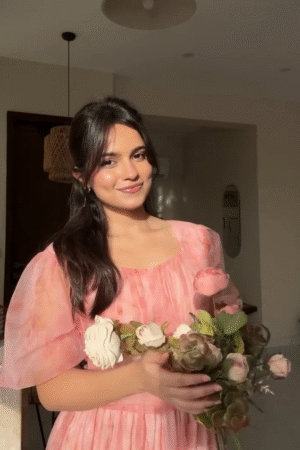 Radiant Smile and Floral Charm