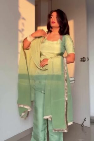 Mint Green Silk Kurta Pant Set with Dupatta – Elegant Festive & Party Wear Ethnic Suit for Women