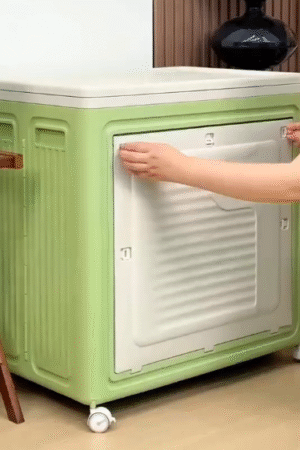 Foldable Rolling Storage Cabinet with Lockable Front Door