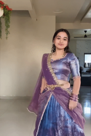 Women’s Designer Lehenga Choli with Dupatta – Elegant Purple & Blue Festive Wear Lehenga Set for Weddings & Navratri 💜✨