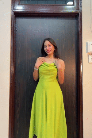 Stylish Lime Green Midi Dress for Women – Elegant Party & Casual Summer Dress