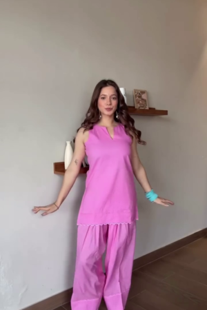 Stylish Pink Kurti with Palazzo Set – Comfortable & Trendy Ethnic Co-ord