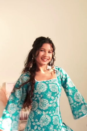 Stylish Teal Floral Kurti Dress for Women – Elegant Ethnic Fusion Wear