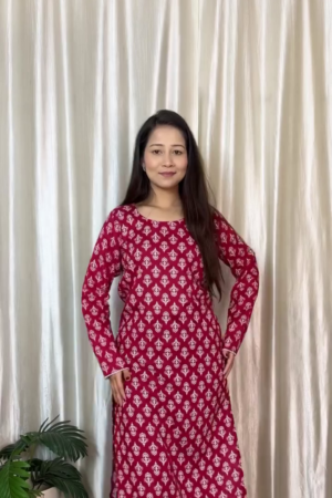 Classic Red Printed Kurti for Women – Stylish Everyday Ethnic Wear